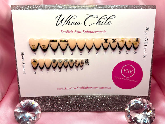 “Whew Chile” 20pc ENE Hand Set in Short Almond (Ready to ship)