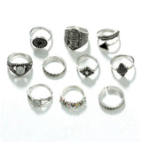 Opal Stone 10pc Ring Set