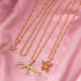 “Freedom & Guns” 4pc Gold Chain Necklace Set