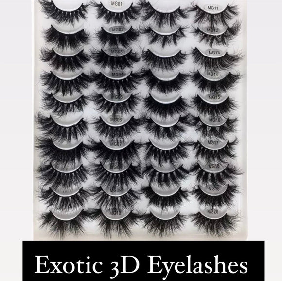 Exotic 3D Eyelash Bundle (20 pairs)